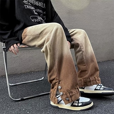 美式复古男vibe风小众扎染牛仔裤设计感宽松直筒休闲裤K4688-P46，男装牛仔裤，星座512-3