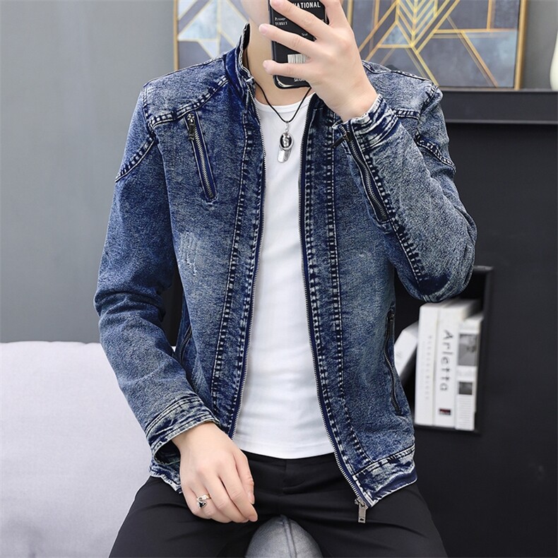 JK1823-P100水洗做旧牛仔外套复古帅气工装翻领夹克宽松潮牌,男装工装外套,电商D310B-1