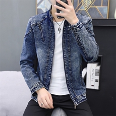 JK1823-P100水洗做旧牛仔外套复古帅气工装翻领夹克宽松潮牌，男装工装外套，电商D310B-1