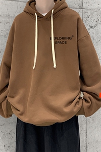 WY2244-P35 加绒款-P40 纯棉连帽卫衣男大码运动帽衫宽松薄外套男图片
