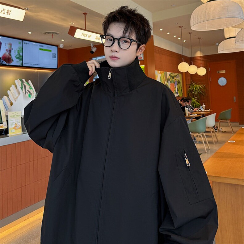 JK5018/P65春装新款纯色个性短款设计立领飞行员夹克男潮流外套，男装夹克，电商A141