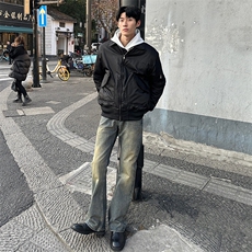 cleanfit巴家竹节牛仔裤高级感痞帅修身微喇叭裤，男装牛仔裤，星座310A-4