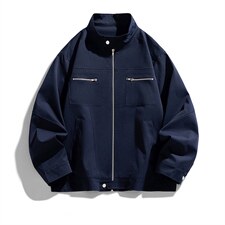 26春装高品质老钱风立领夹克外套男女美式潮牌拉链工装风宽松上衣，男装夹克，电商A486