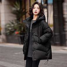 连帽羽绒服女冬季中长款高级感超好看时尚宽松加厚保暖面包服外套，女装羽绒服，靓衣阁