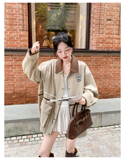 新款小个子休闲气质大衣卡其色翻领中长款风衣外套秋，女装风衣，浙宝290（原306）