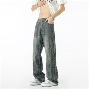 美式高街百搭直筒牛仔裤男潮牌垂感阔腿宽松 XZ201- 1102 P48，男装牛仔裤，星座201