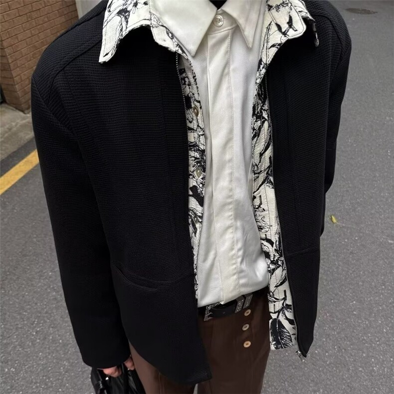 A159-P72美式复古工装2025春装新款男士外套情侣潮牌两面穿夹克,男装T恤,电商B323A