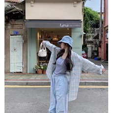 TC794-P45春秋季长袖休闲垂感衬衣时尚港风条纹衬衫外套女，女装衬衫，星座617A-2