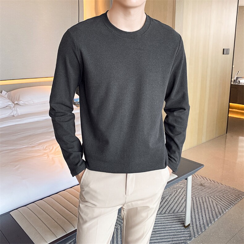 秋冬德绒保暖打底衫男体恤卫衣纯色 T618-P35图片