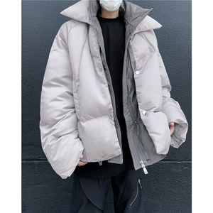 【有货】DM8032-P108冬季拼接假两件棉衣男亮面双层加厚宽松棉服图片
