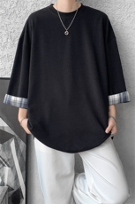 8XL-M特大码短袖男夏季高品质冰丝五分袖拼色宽松大码T恤DX308P38，男装T恤，电商D206-1