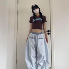 阔腿裤女高腰垂感拖地裤冰丝长裤初夏宽松直筒裤休闲运动裤子，女装休闲裤，星座506A