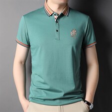 中青年男士2023夏季新款休闲翻领商务纯色短袖Polo衫百搭打底上衣，男装T恤，电商B212（原钱塘6029）