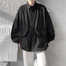 8XL-M春夏廓形衬衫防晒外套特大码多口袋复古慵懒衬衣JK5203/P50，男装夹克，电商B238