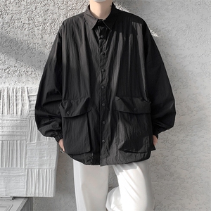 8XL-M春夏廓形衬衫防晒外套特大码多口袋复古慵懒衬衣JK5203/P50图片
