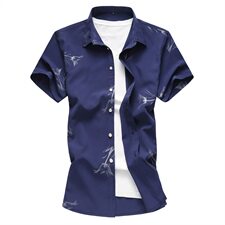 2021年春装新款印花衬衫男短袖衬衫男大码衬衫男QT5030/779p45，男装衬衫，电商A012