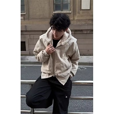2025冬季美式潮牌拼接连帽飞行夹克男士百搭户外休闲防风加绒外套，男装夹克，四季星座505