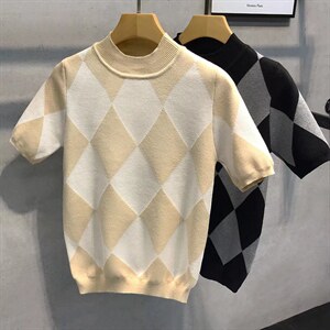 毛衣男韩版潮流五分袖半高领毛衣M3317P42，男装针织衫/毛衣，星座1116-2