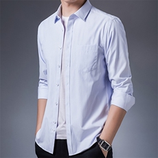 男士衬衣品牌休闲时尚长袖衬衫春秋季新款中年真口袋条纹寸衫，男装衬衫，电商B212（原钱塘6029）