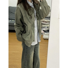 【有货】YS686CC-特P75PU皮翻领夹克男女古着感外套，男装夹克，星座1007（原301D）