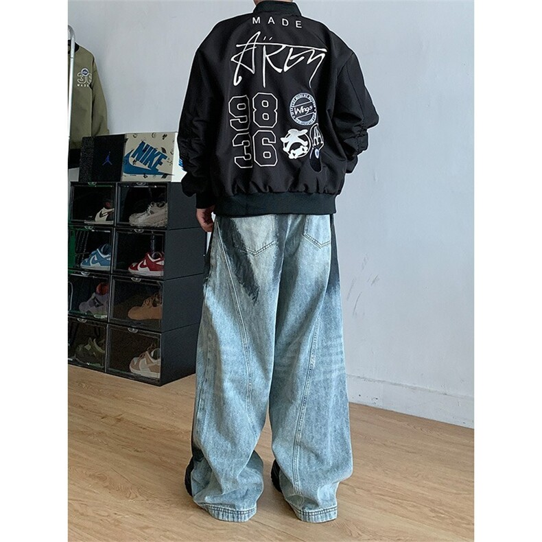美式复古夹克男女春秋新款设计感宽松百搭棒球服外套JK227-P66,男装夹克,星座208-5