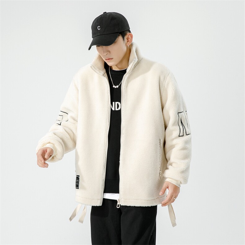 羊羔毛加厚夹克男休闲连帽潮牌情侣外套M03-P115,男装棉衣,星座308B-2