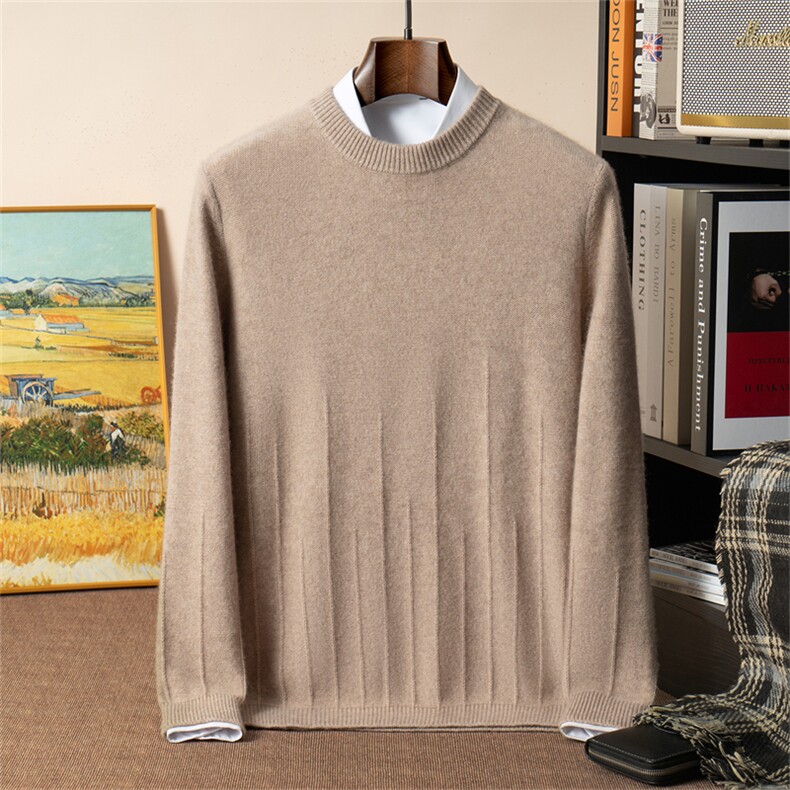 2025年秋季新款七针双股加厚针织男士羊绒衫时尚休闲通勤百搭，男装羊绒套衫，星纬羊绒