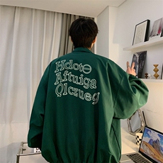 港风秋款男立领夹克拉链字母印花冲锋衣休闲外套JK012P55，男装夹克，星座1013-1