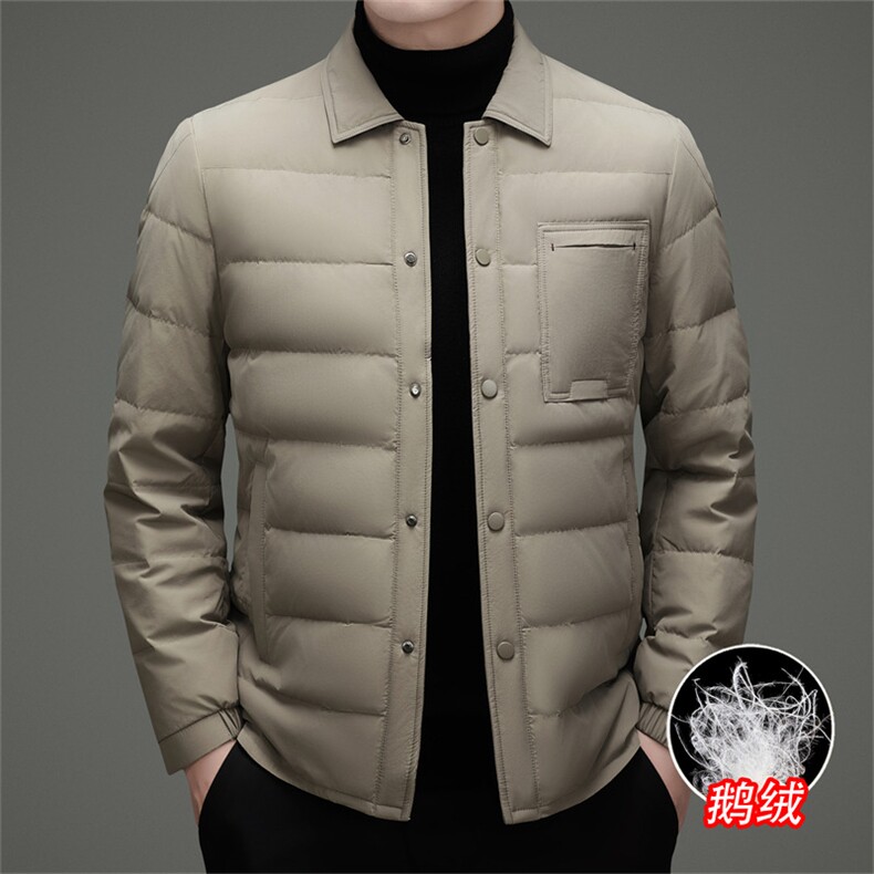 主推秋冬男士新款羽绒服外套轻奢休闲短款轻薄85绒子白鹅绒羽绒服，男装羽绒服，钱塘723