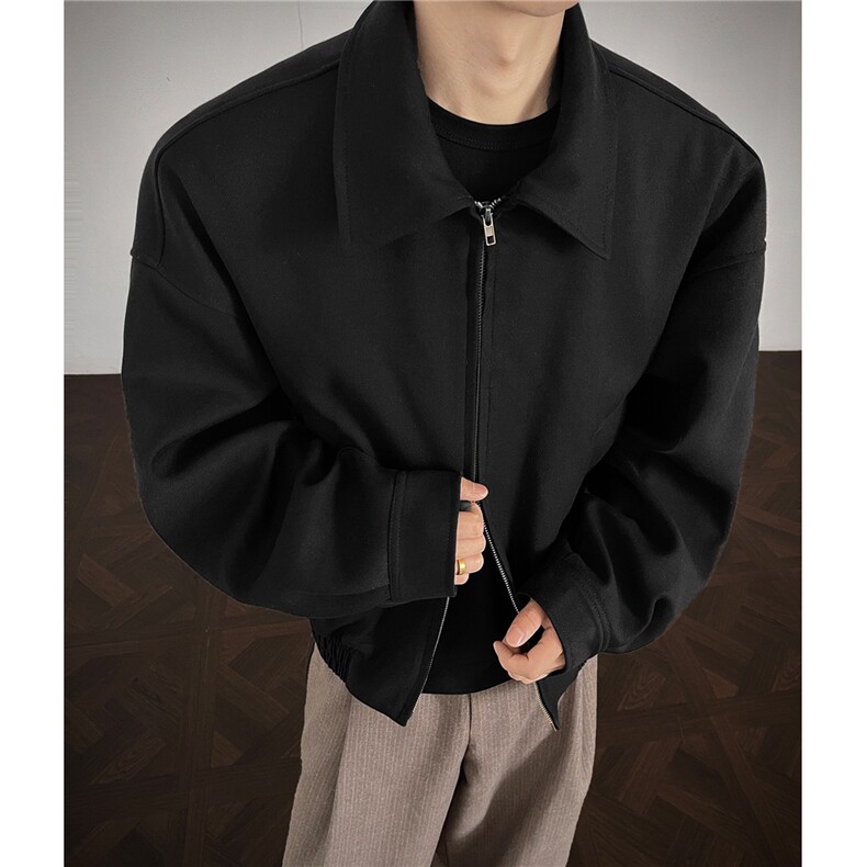 秋装新品 美式夹克棕色翻领短款外套男 H1149 特P75图片
