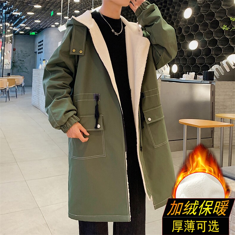 大货风衣男中长款大衣加绒加棉衣男F262薄P115加绒P135港风二图片