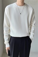2026秋冬华夫格高级感轻熟百搭纯色毛衣圆领打底衫M60/P65特控95，男装T恤，电商A243