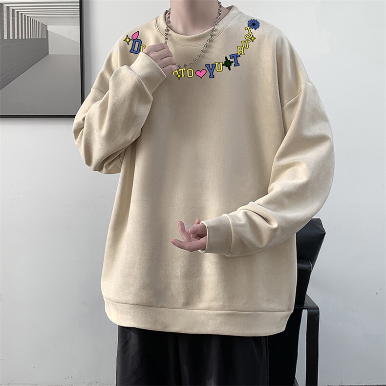 麂皮绒卫衣男大码重磅长袖t恤男 JW81381-P35图片