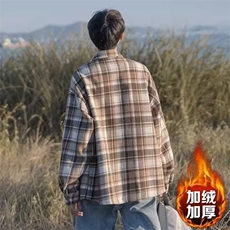 格子衬衫男秋装休闲男款春秋季夹克秋季男生毛呢外套男款WT847，男装夹克，星座506