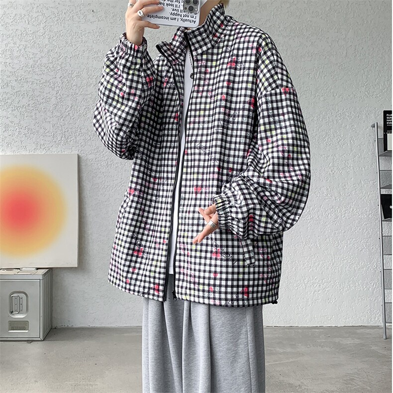 现货 JK10068-特批55 秋季大码灯芯印花高品质夹克外套宽松上衣图片