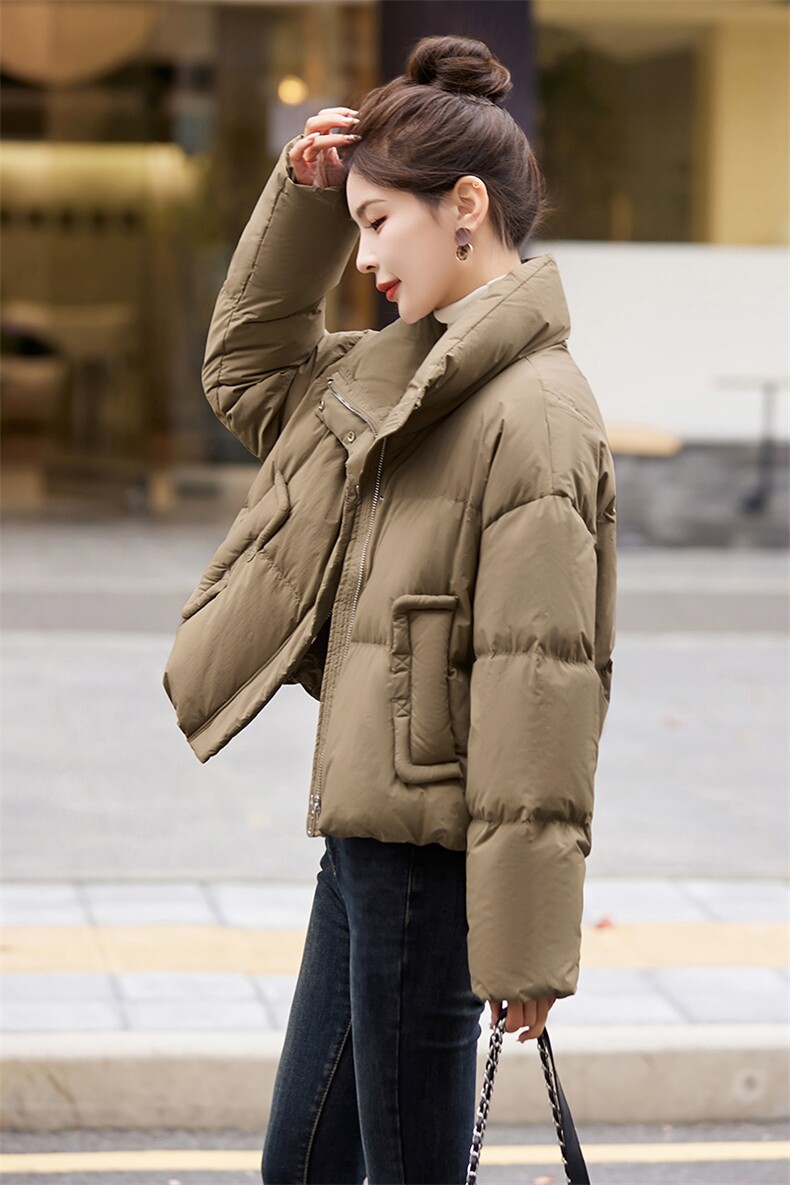 休闲百搭通勤新标90%白鸭绒时尚小个子面包服,女装羽绒服,衣佳和