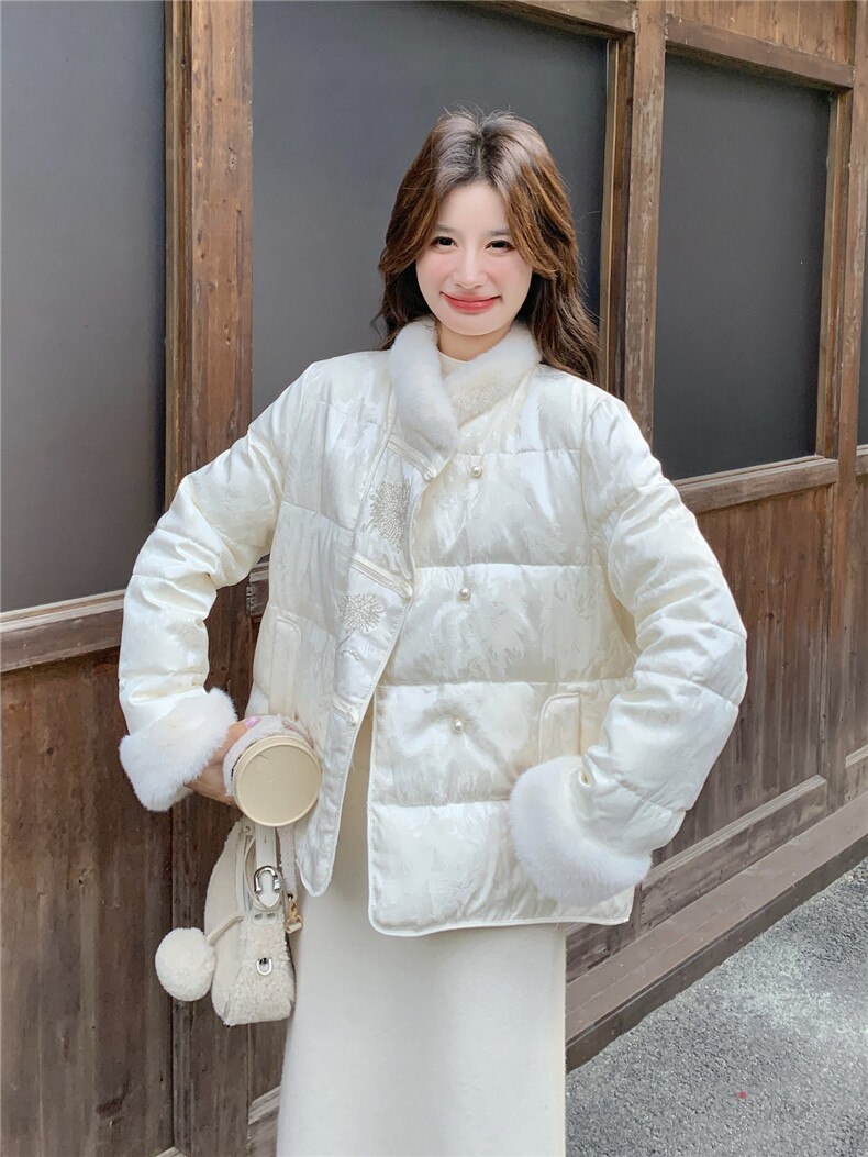 2025年冬季新中式短款羽绒服50白鸭绒RF2C290-7801#-P295-K399,女装羽绒服,蝶眷