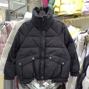 立领白色羽绒服女2021冬季新款韩版宽松时尚洋气加厚棉袄外套图片