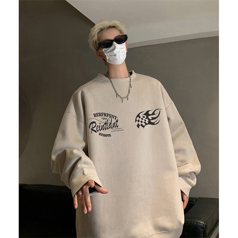抖音得物供货提供视频秋冬重磅美式麂皮绒圆领卫衣JY381,男装卫衣,电商A486