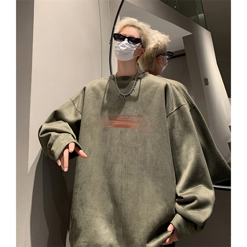 抖音得物供货提供视频秋冬重磅美式麂皮绒圆领卫衣JY334,男装卫衣,电商A486