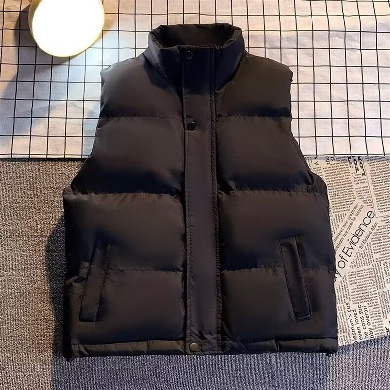 秋冬新款马甲外套潮流立领棉服休闲加厚保暖无袖时尚坎肩背图片
