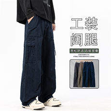 工装裤男士秋季2025新款阔腿宽松直筒休闲裤潮流伞兵裤K6653-P60，男装工装外套，星座610（原A335）