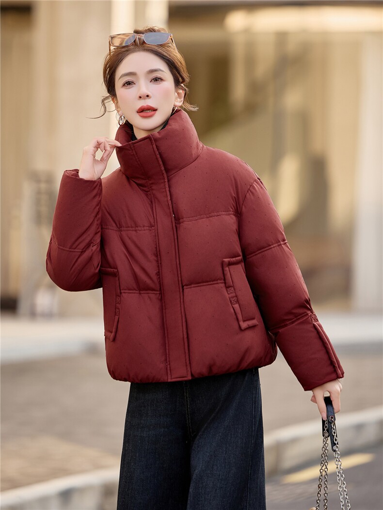 时尚烫钻立领白鸭绒羽绒服女2025冬新款加厚保暖,女装羽绒服,余墨