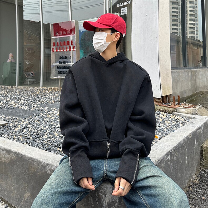 WY878-P42美式宽松型设计感垫肩连帽卫衣,男装卫衣,星座1501-1