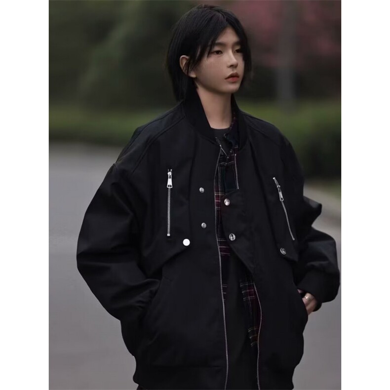 街头棒球服简约时尚男女宽松外套潮cleanfit夹克 JT118图片