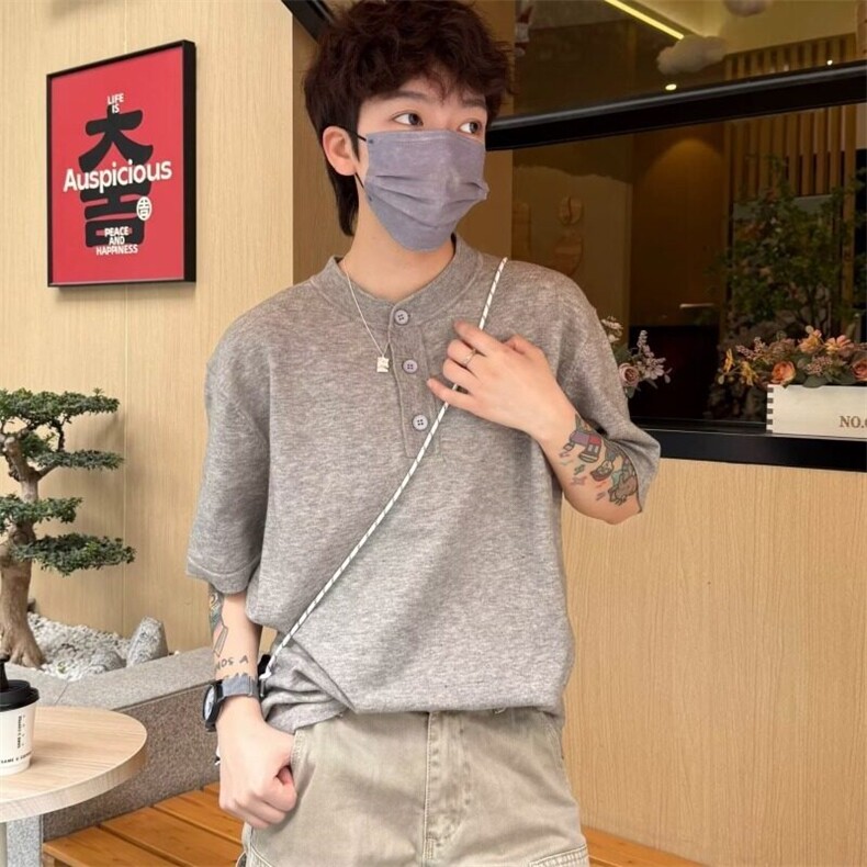 百搭夏季新款男士短袖t恤休闲时尚宽松纯色简约男半袖ins,男装T恤,星座506A