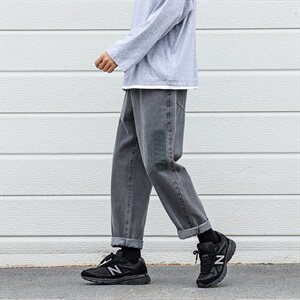 20主推四季款经典纯色休闲牛仔小脚裤宽松直筒长裤504-K2033-P48图片