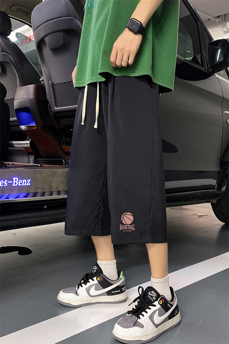 QK72237-P25冰丝七分裤男大码速干短裤男五分裤港风,男装休闲裤,电商A040