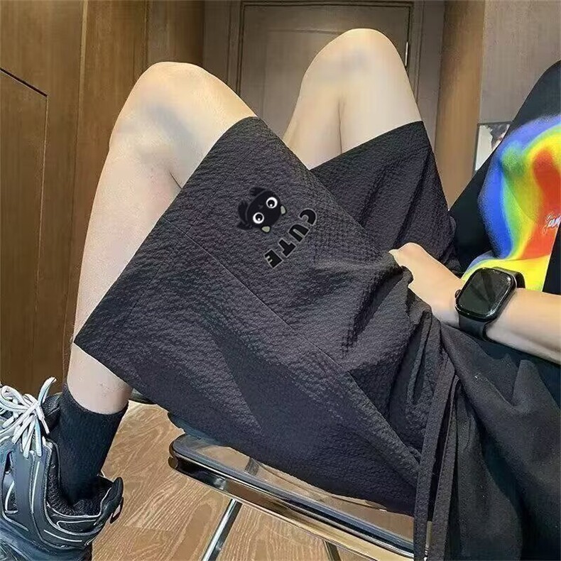 文艺泡泡格速干短裤男夏季五分中裤美式高街宽松休闲运动沙滩裤子，女装休闲裤，星座1210-1