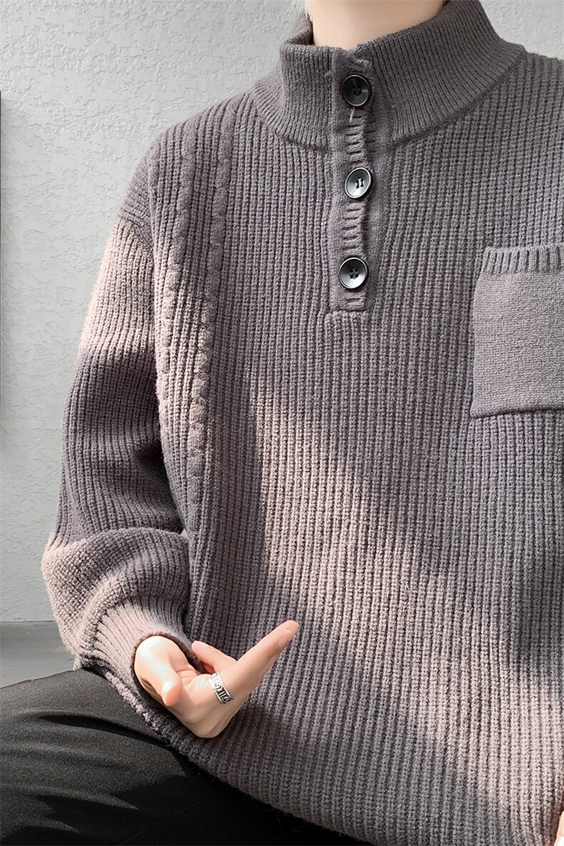8XL-M特大码冬季立领毛衣纽扣高级设计感情侣?袖毛衫MY1208P65,男装针织衫/毛衣,电商D206-1